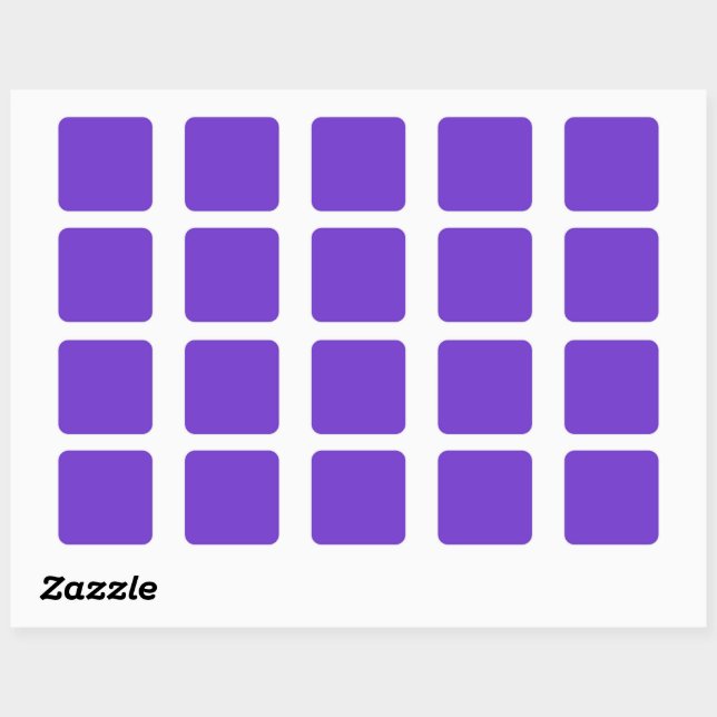 Plain color  bright violet vivid purple square sticker (Sheet)