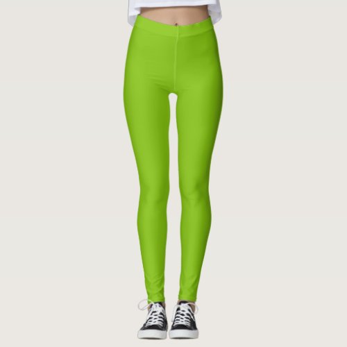 Plain color solid parrot bright lime green leggings