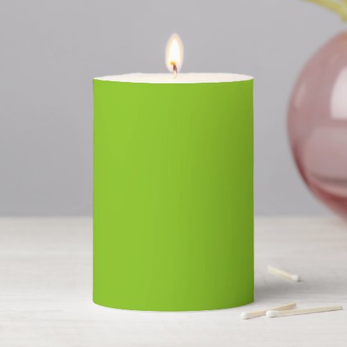 Plain color solid parrot bright lime green pillar candle