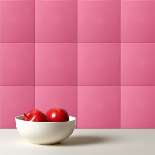 Plain color solid rosy watermelon pink ceramic tile