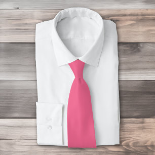 Plain color solid rosy watermelon pink neck tie