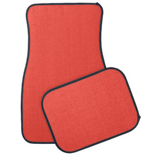 Plain color sunset orange coral red car floor mat
