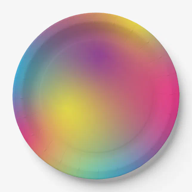 Plain Colorful Gradient Holographic Bridal Shower Paper Plates | Zazzle