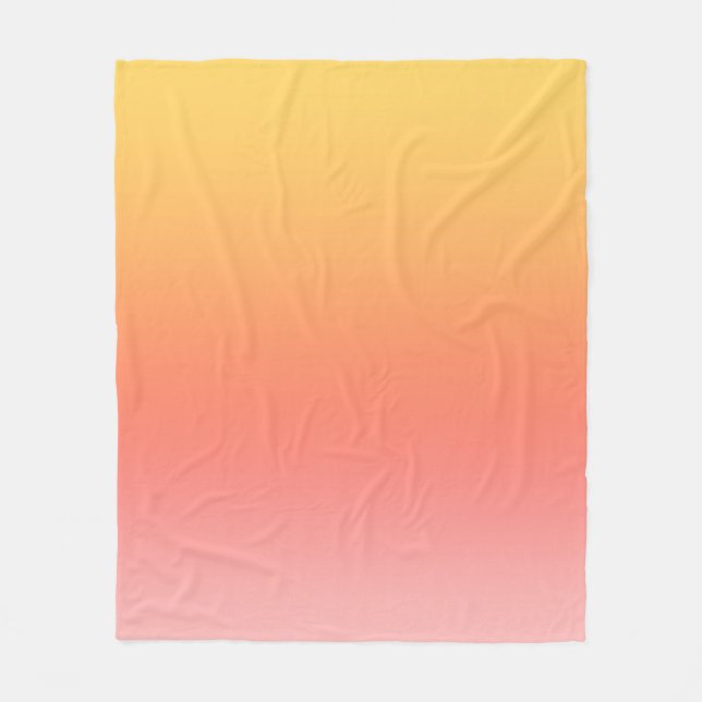 Plain colors - Yellow to Misty Pink ombre Fleece Blanket (Front)