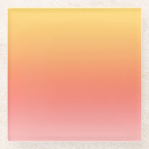 Plain colors - Yellow to Misty Pink ombre Glass Coaster
