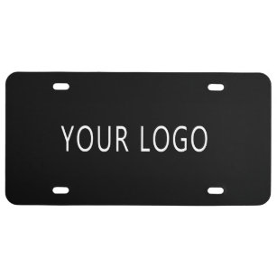 Plain Company Business Only Logo Branded Black License Plate