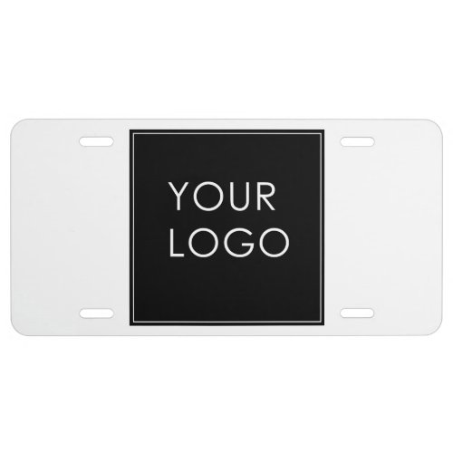 Plain Company Business Only Logo Branded White License Plate