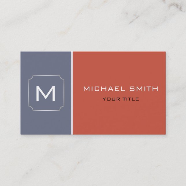 Plain Coral & Gray Elegant Professional Modern Business Card (Front)