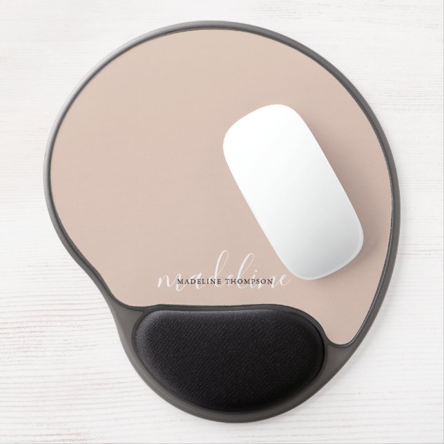 Plain Cream Beige Typography Script Gel Mouse Pad (Left Side)