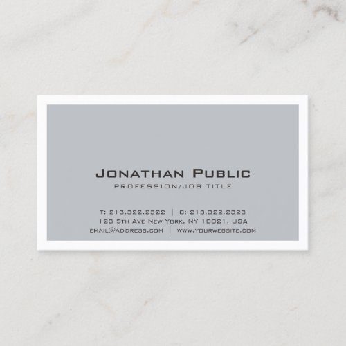 Plain Creative Grey White Design Modern Elegant Business Card