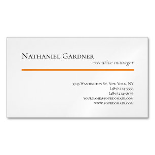 Plain Creative Modern Minimalist Orange White Business Card Magnet