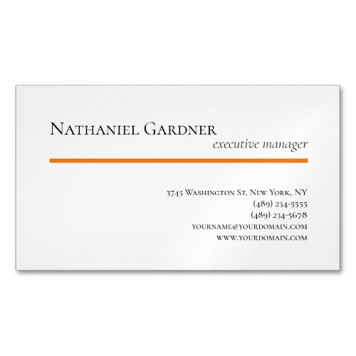 Plain Creative Modern Minimalist Orange White Business Card Magnet