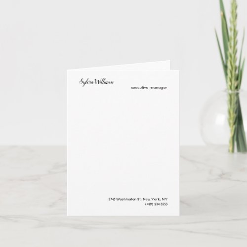 Plain Creative Modern Minimalist Your Name Details Note Card