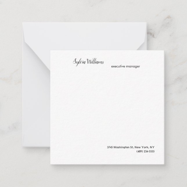 Plain Creative Modern Minimalist Your Name Details Note Card (Front)