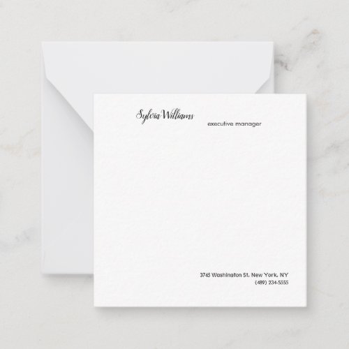Plain Creative Modern Minimalist Your Name Details Note Card