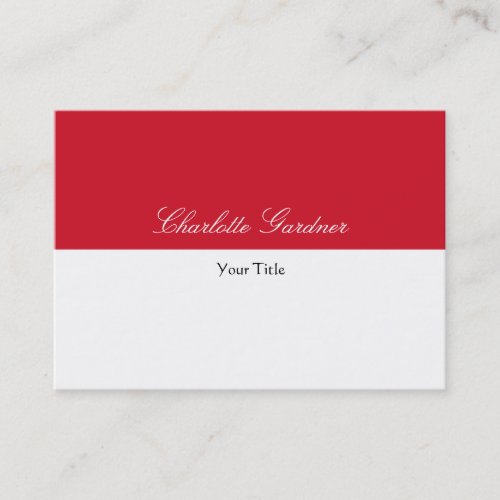 Plain creative stylish unique modern red white business card