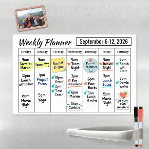 Plain custom Weekly planner Magnetic Dry Erase Sheet