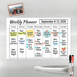 Plain custom Weekly planner Magnetic Dry Erase Sheet