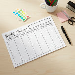 Plain custom Weekly planner sheets Paper Pad<br><div class="desc">Plain blank weekly planner sheet. Use design tool to upload your image and place in background.</div>