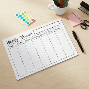 Plain custom Weekly planner sheets Paper Pad