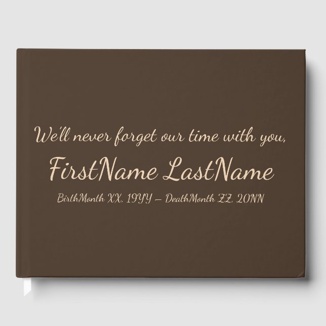 Plain & Customized Wake Service Guestbook (Front)
