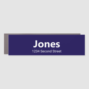 Plain Dark Blue White Mailbox Name Street Address Car Magnet