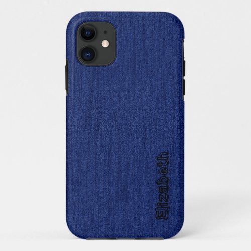 Plain Dark Blue with Wood Grain Monogram iPhone 11 Case