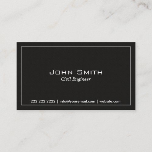 Plain Dark Civil Engineer Business Card