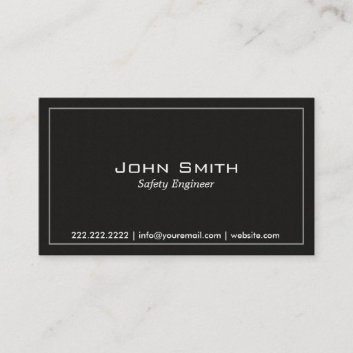 Customizable Plain Dark Safety Engineer Business Card