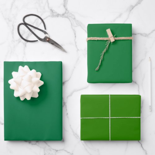 Plain Dartmouth La Salle Green Shades 3 Tones Wrapping Paper Sheets