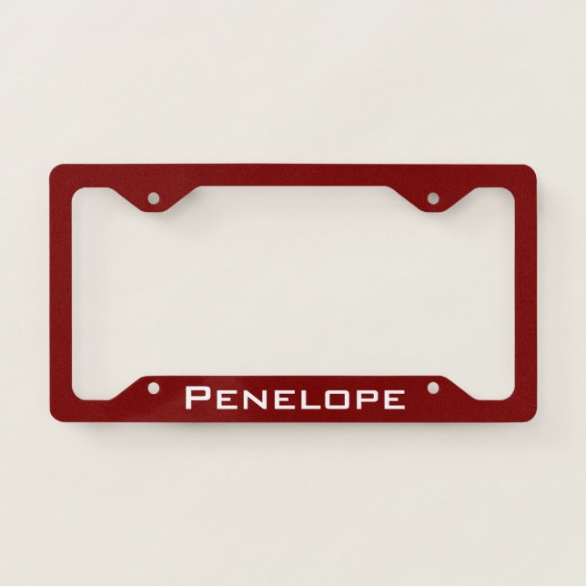  Plain Deep Flat Cardinal Red Add Your Name    License Plate Frame (Front)