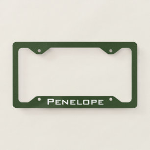  Plain Deep Flat Forest Green Add Your Name    License Plate Frame