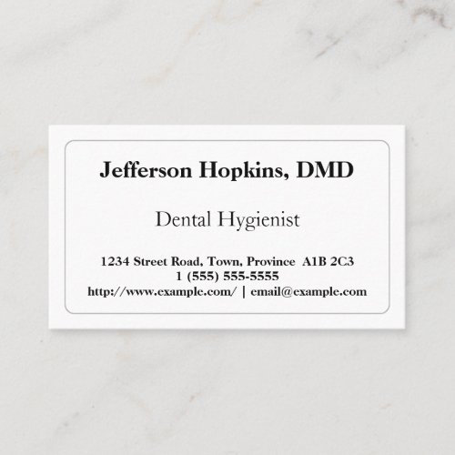 Plain Dental Hygienist Business Card