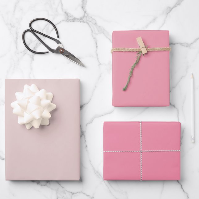 Plain Dust Mauvelous Vanilla Pink Shades 3 Tones Wrapping Paper Sheets (Front)