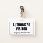 [ Thumbnail: Plain, Elegant "Authorized Visitor" Badge ]