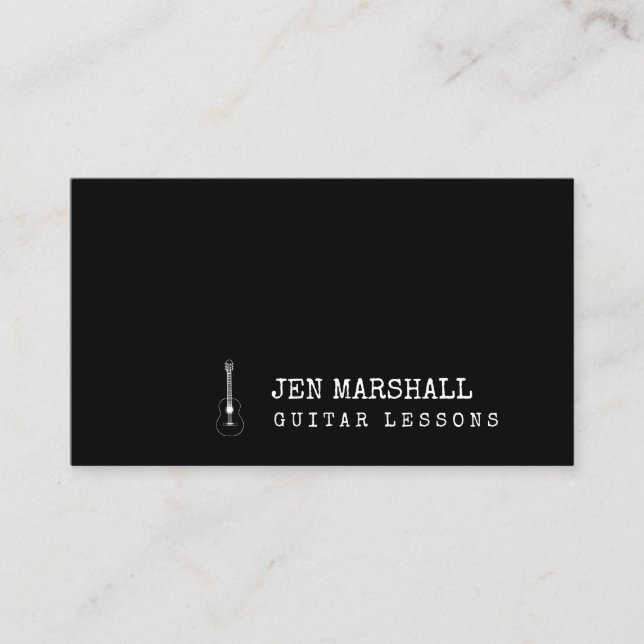 plain elegant black and white guitarist business card (Front)