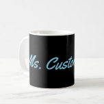 [ Thumbnail: Plain, Elegant, Black Background W/ Sky Blue Name Coffee Mug ]