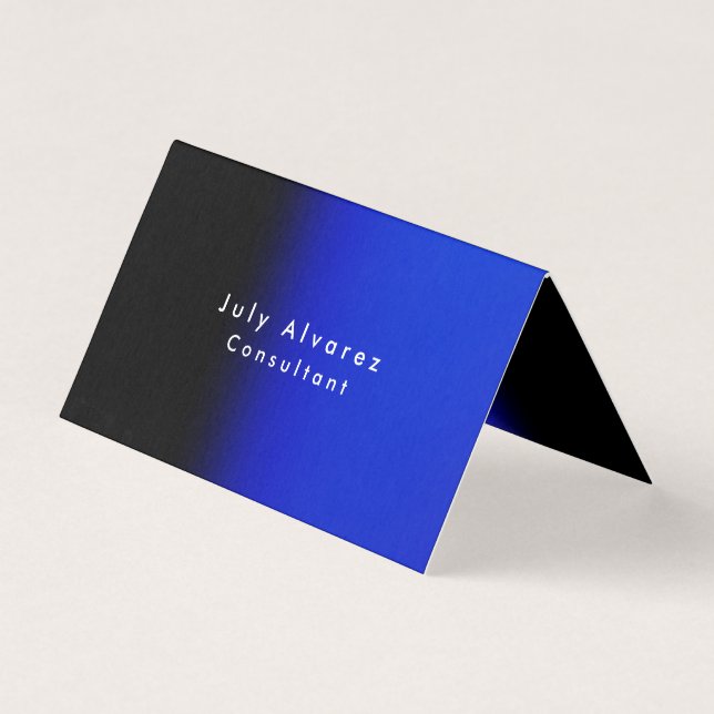 Plain Elegant Black Blue Minimalist Business Card (Front)