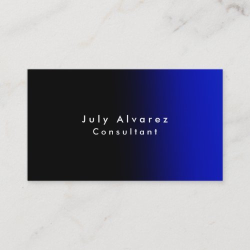 Plain Elegant Black Blue Minimalist Business Card