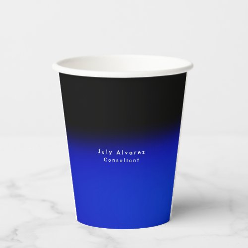 Plain Elegant Black Blue Minimalist Name Title Paper Cups
