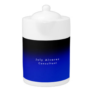 Plain Elegant Black Blue Minimalist Name Title Teapot