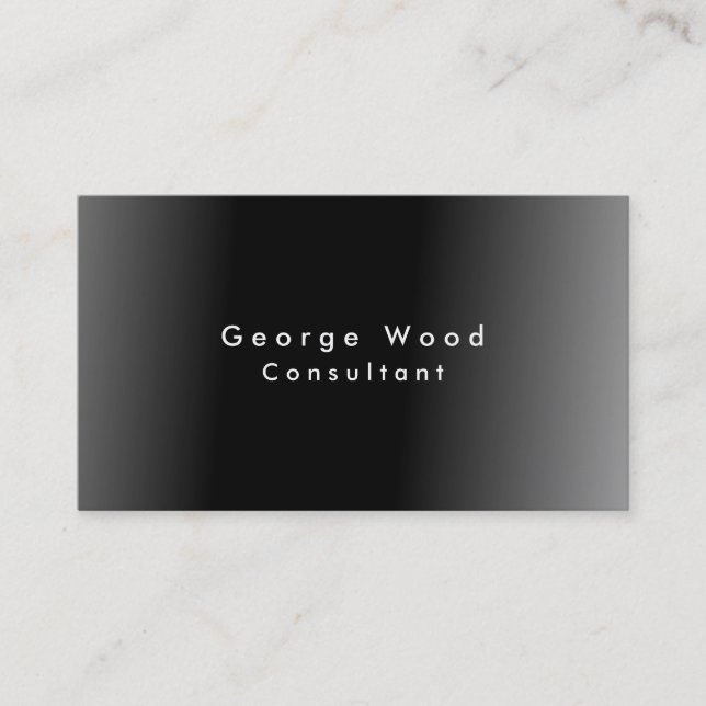Plain Elegant Black Gray Minimalist Business Card (Front)