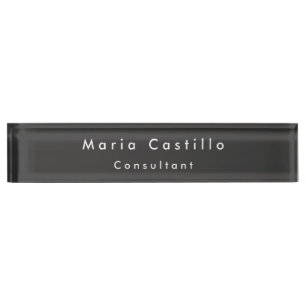 Plain Elegant Black Minimalist Modern Desk Name Plate