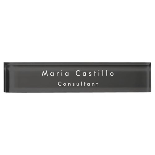 Plain Elegant Black Minimalist Modern Desk Name Plate