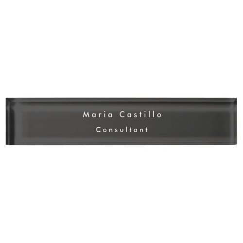 Plain Elegant Black Minimalist Modern Desk Name Plate