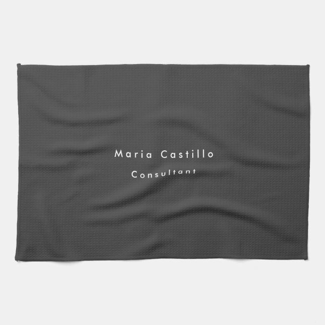 Plain Elegant Black Minimalist Modern Kitchen Towel (Horizontal)