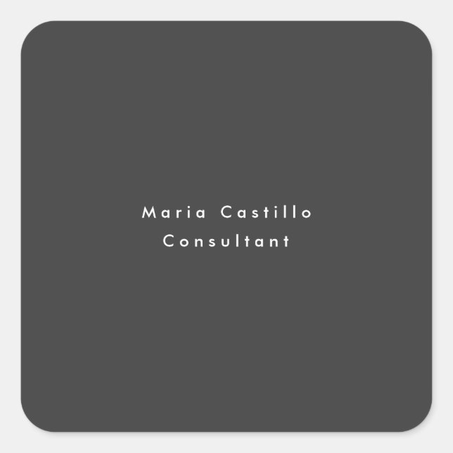 Plain Elegant Black Minimalist Modern Square Sticker (Front)