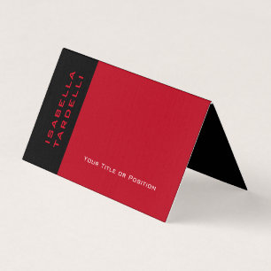 Plain Elegant Black Red Minimalist Premium Linen Business Card