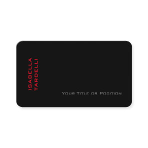 Plain Elegant Black Red Minimalist Premium Silk Business Card