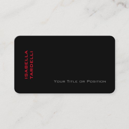 Plain Elegant Black Red Minimalist Premium Silk Business Card